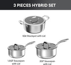 COOKER KING Stainless Steel 6 Pcs Pots Set, 1.5 & 2QT Saucepan and 5-Quart Pots - Image 6