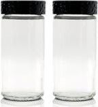 2 Pcs Black Spice Jars, 3 oz Glass Seasoning Bottles, Spices Container by Tianifa