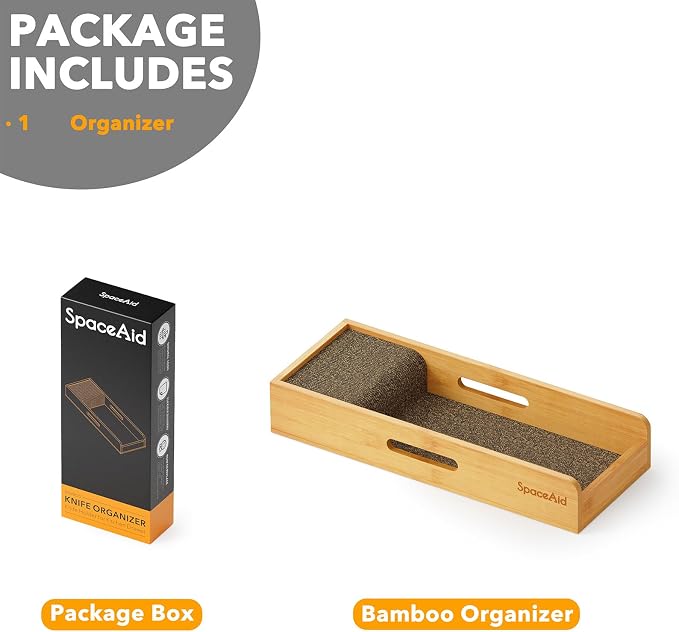 SpaceAid Knife Drawer Organizer Bamboo Insert Dock, Kitchen Steak Knives Holder - Image 7