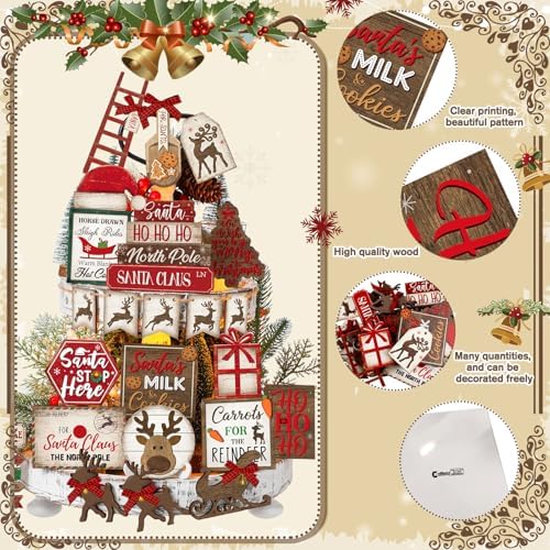 CroBlissful 23 Pcs Christmas Tiered Tray Decor Set, Christmas Table Decor - Image 3