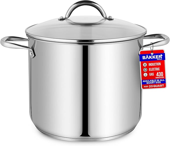 Stainless Steel Stockpot with Tempered Glass Lid 20 Quart, Durable 18/0 by Unknown
