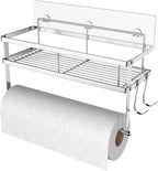ESOW Paper Towel Holder with Shelf Storage, Adhesive Wall Mount 2-in-1 Basket by ESOW