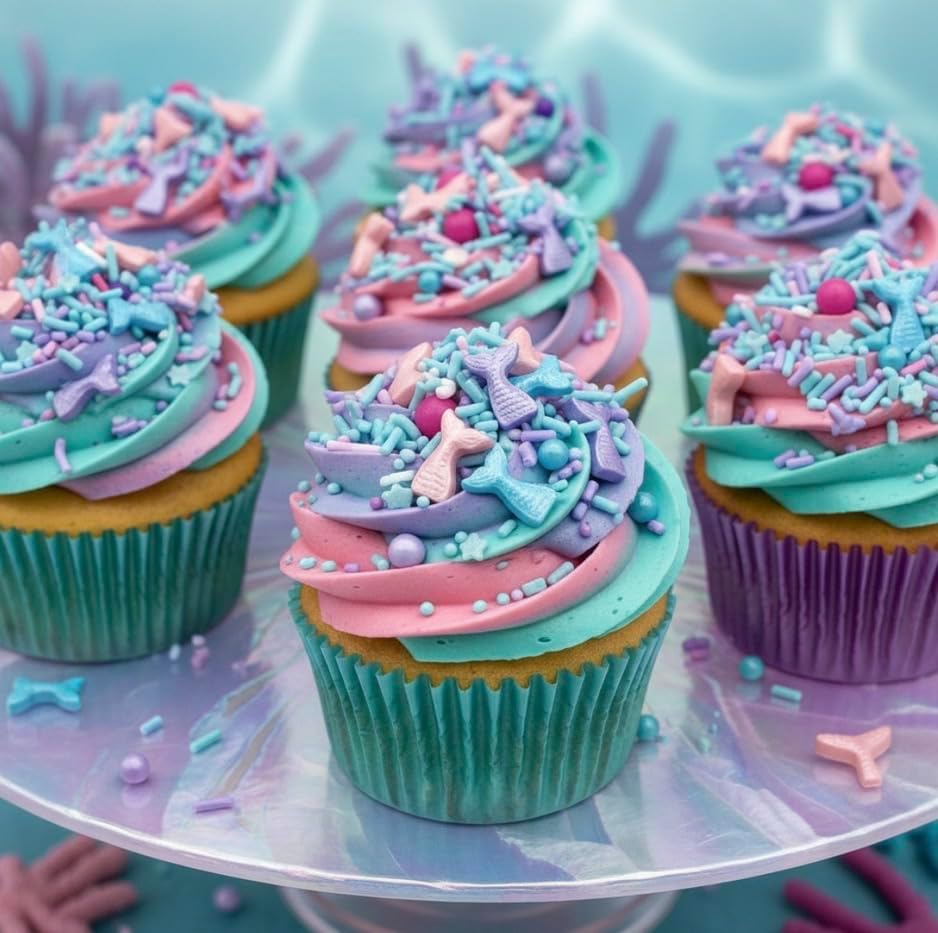 Manvscakes Sprinkles- Edible Cake and Cupcake Sprinkles with Assorted Shapes and Sizes for Parties, Blue pink and purple Mix for Cookies, Ice Cream, Cake and Cupcake Decorating, 4 oz (Mermaid) - Image 5