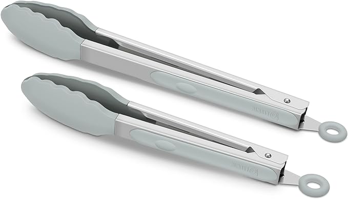 2 Pack Silicone Kitchen Tongs – 9" & 12" Set, Heat Resistant up to 500°F by ALLWIN-HOUSEWARE