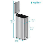 8 gallon/30L Slim Stainless Steel Garbage Can - Image 7
