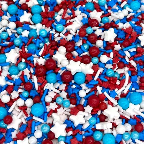 Manvscakes Sprinkles- Edible Cake and Cupcake Sprinkles with Assorted Shapes and Sizes for Parties, USA Patriotic Sprinkle Mix for Cookies, Ice Cream, Cake and Cupcake Decorating, (Red/blue) - Image 3