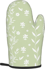 Sage Green Oven Mitt Pot Holder Set Floral BBQ Cooking Gloves Farmhouse - Image 8