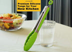 HINMAY Silicone Tongs 9-Inch Stainless Steel Locking Kitchen Tongs - Image 5
