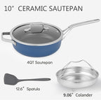 10-Inch Ceramic Non-Stick Cookware Set, 8-in-1 Multifunctional Cookware - Image 3