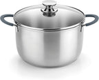 BRA COOKWARE Master Stainless Steel Stock Pot w/Glass Lid | 9.5 Inch 4 Quart by BRACookware