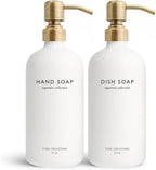 Vine Creations White Glass Soap Dispenser Set, Dish Soap and Hand Soap by VineCreations