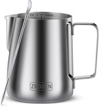 Milk Frothing Pitcher, 12oz 20oz 32oz Espresso Steaming Pitchers Stainless by Zroden