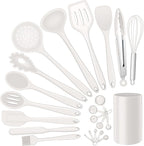 Silicone Kitchen Utensils Set, E-far 23 Pcs White Cooking Utensils Tools by E-far
