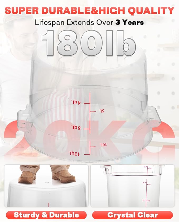 2QT NSF Food Storage Containers: 8 PCS Commercial Clear Round Food Storage - Image 7