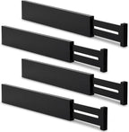 Utoplike 4 pcs Bamboo Kitchen Drawer Dividers Large, Adjustable Black Drawer by Utoplike
