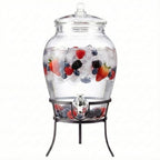 Style Setter Beverage Dispenser Cold Drink Dispenser Glass Jug, Metal Stand & by Stylesetter