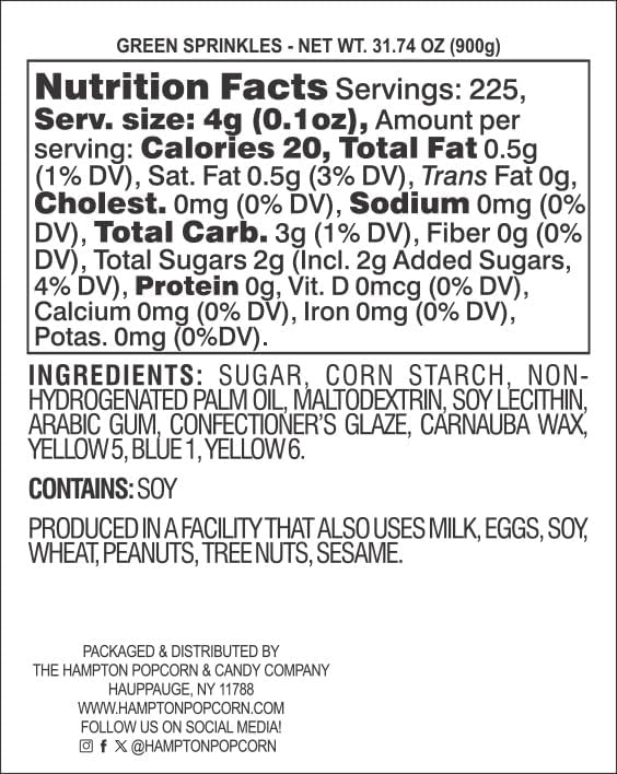 Green Sprinkles Jimmies 1.98 Pounds Container, Sprinkles For Cake Decorating, Cake Sprinkles, Sprinkles For Baking, Ice Cream & More, The Hampton Candy Company - Image 2