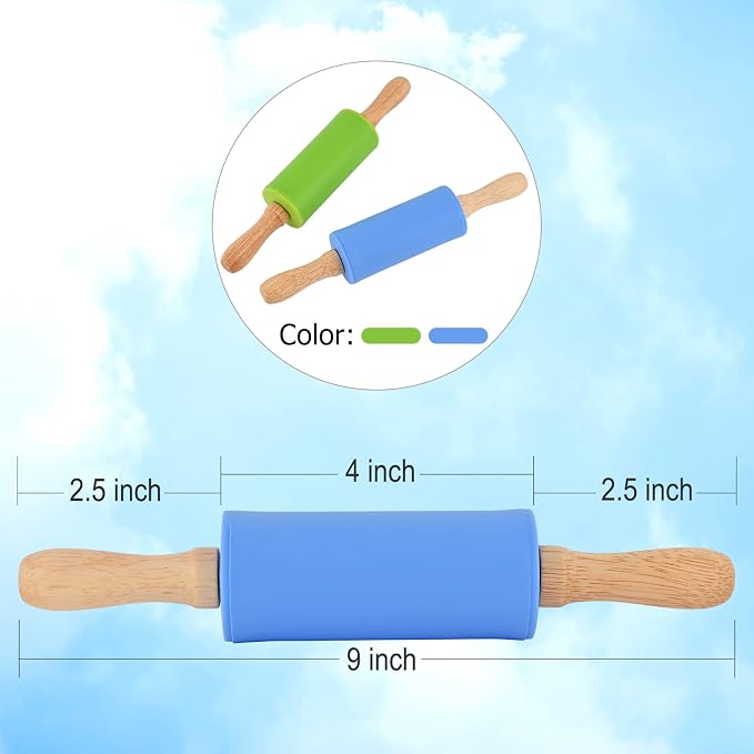 Mini Silicone Rolling Pin for Kids, Non-stick Surface Wood Handle, 9 Inch 20 - Image 3
