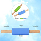 Mini Silicone Rolling Pin for Kids, Non-stick Surface Wood Handle, 9 Inch 16 - Image 3