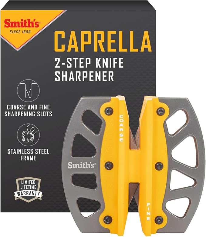 Smith’s 51176 Stainless Steel 2-Step Knife Sharpener | Yellow | Preset Coarse & by SmithsConsumerProductsInc