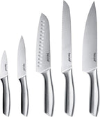 hecef Silver Kitchen knife set of 5, Satin Finish Blade by hecef