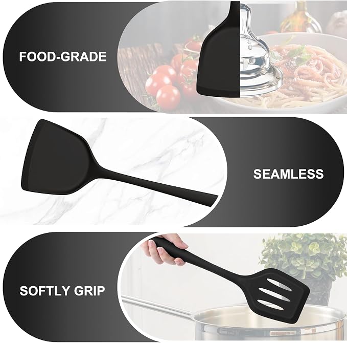TeamFar Silicone Cooking Utensils Set, 5-Piece Heat Resistant Kitchen Utensils - Image 3