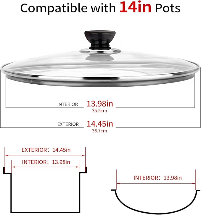 14 Inch Pan Lid, Tempered Glass Cast Iron Lid - Image 2
