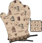 Vintage Coffee Themed Oven Mitts Heat Resistant, Vintage Pot Holder and Oven - Image 2