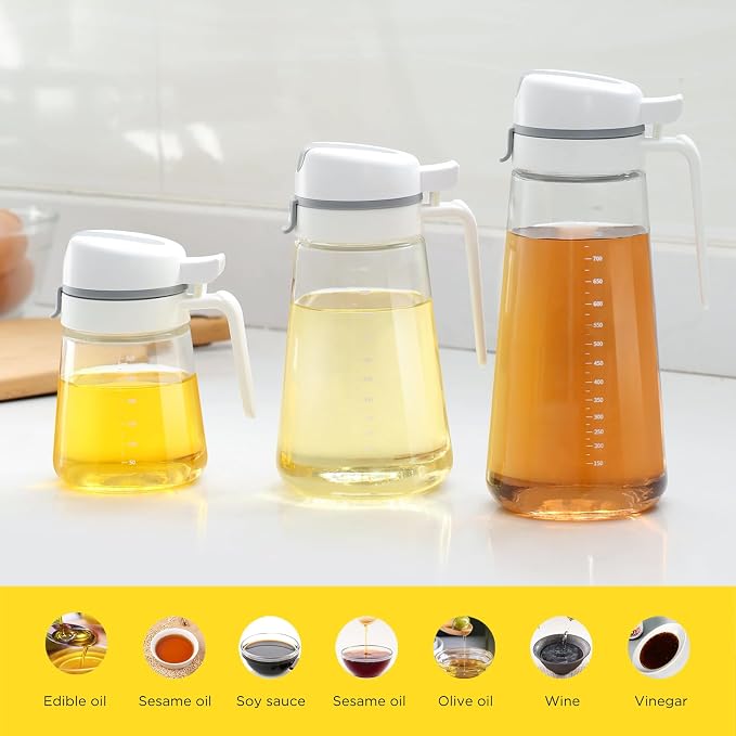 Auto Flip Glass Olive Oil Dispenser, Dispenser - Image 5