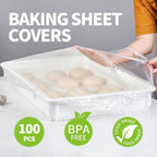 50 Pcs Half Sheet Cover 13 by 18 Inch, Elastic plastic food covers - Image 3