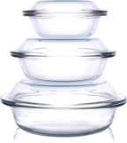 Set of 6 Round Glass Casserole Dishes, Nesting Glass Baking Dish Set by HUSANMP