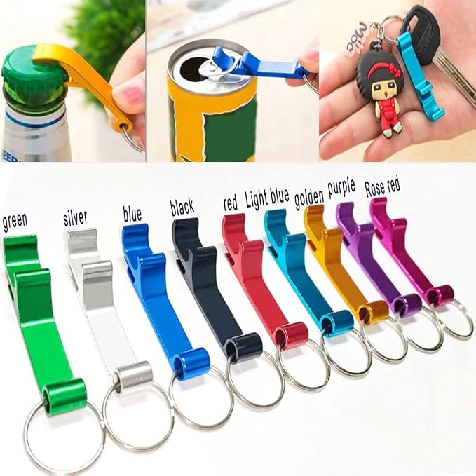 100Pcs Colored Aluminum Bottle Opener Keychain, Soda Beverage Beer Bottle - Image 4