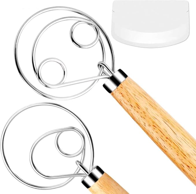 Danish Dough Whisk Bread Mixer，2 Pack Premium Stainless Steel Dutch Whisk by FUANRTK