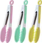 HINMAY Small Tongs with Silicone Tips 7-Inch Serving Tongs by HINMAY