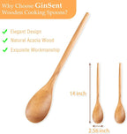 GinSent 2PCS Wooden Spoons for Cooking, 14-INCH Wooden Spoons Cooking Comfort - Image 2