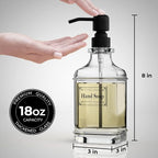 GLADPURE 2 Pack Soap Dispenser, 18 Oz Antique Design Thick Glass Hand - Image 4