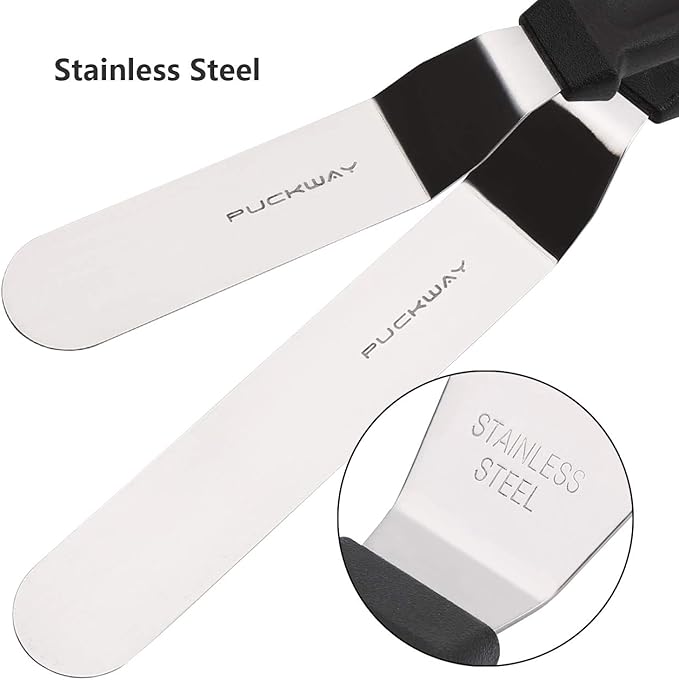 Angled Icing Spatula, Stainless Steel Offset Spatula, Cake Spatula Set of 2 - Image 3