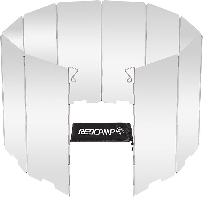 REDCAMP Folding Outdoor Stove Windscreen, 10 Plates Aluminum Camping Stove by REDCAMP