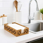 Acacia Wood Paper Towel Holder for Bathroom Counter Decor Trays Table Napkin - Image 7