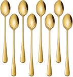 7.5 Inch Gold Iced Tea Spoons, Long Handle Stirring Spoon by DEHOVKitchen