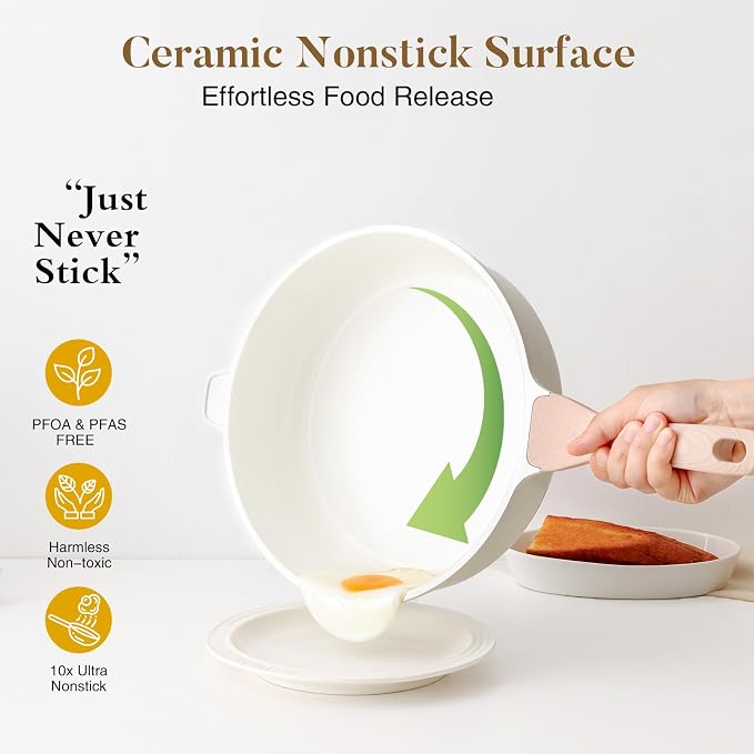 Kordisen Nonstick Ceramic Deep Frying Pan, 12 Inch Non Toxic Large Skillet - Image 2
