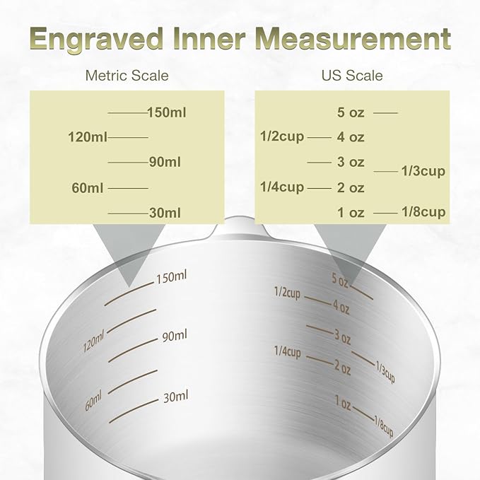 2PCS 3/4Cup Single Measuring Cup, Etched Inner Scale Stainless Steel Measure - Image 3