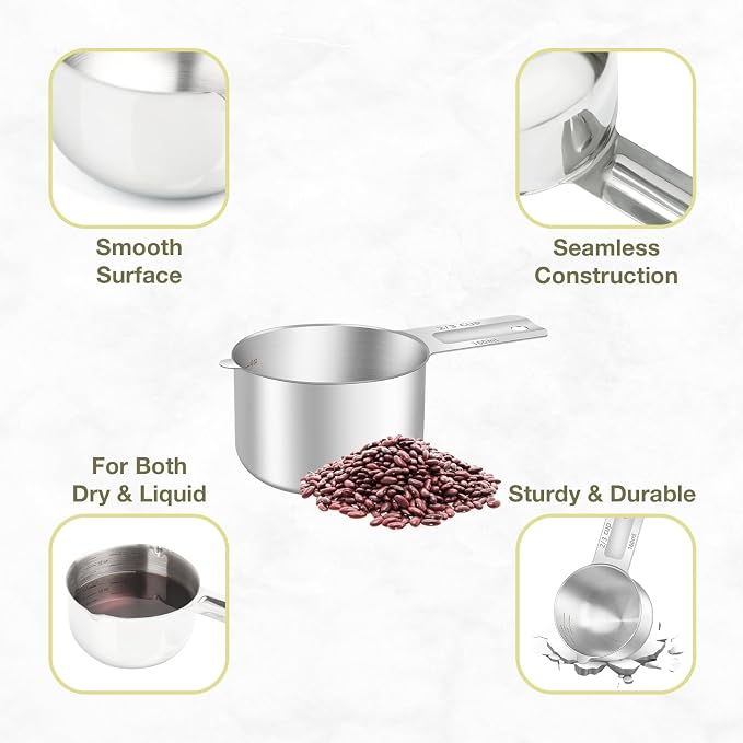 1PCS 2/3Cup Single Measuring Cup, Etched Inner Scale Stainless Steel Measure - Image 5