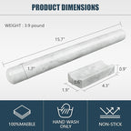 Marble Rolling Pin with Stand, 15.7" White Stone French Heavy Polished Non - Image 2