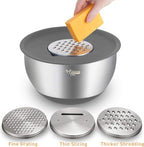 Wildone Mixing Bowls with Airtight Lids Set, with Grater Attachments & Non-Slip - Image 3