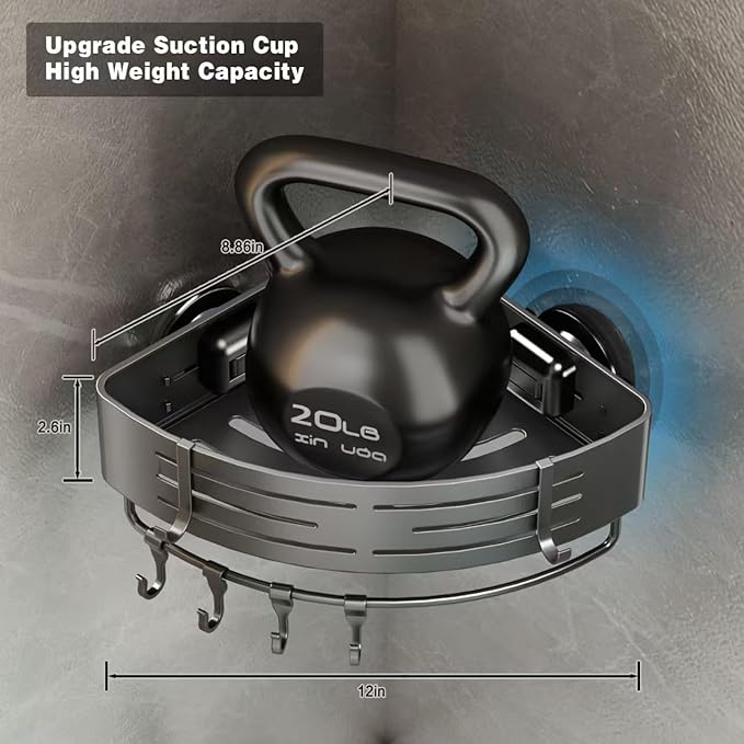 Voldra Corner Shower Caddy Suction Cup, Corner Shower Shelves No Drilling - Image 6