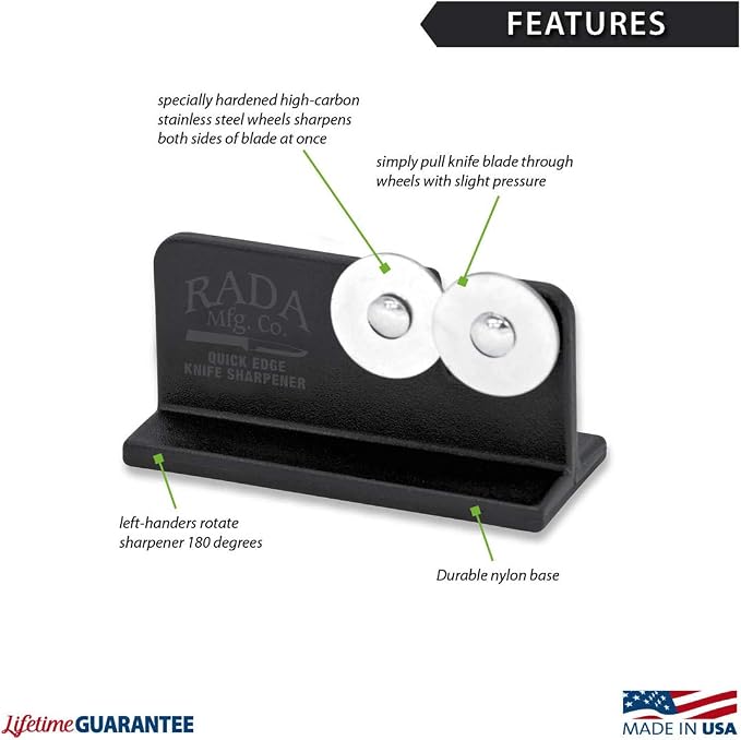 Rada Cutlery Quick Edge Knife Sharpener, 3.5" x 2", Stainless Steel Wheels - Image 5