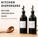 HOMCDALY Olive Oil Dispenser for Kitchen, 16oz Glass Oil Bottles - Image 2