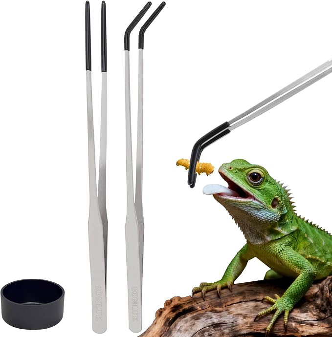 3 PACK Stainless Steel Reptile Feeding Tongs, 10.62" Straight &Curved Long - Image 9