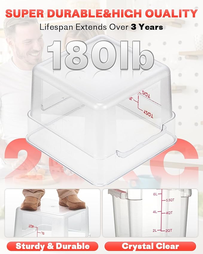 4QT NSF Food Storage Containers: 8 PCS Commercial Clear Food Storage Containers - Image 6